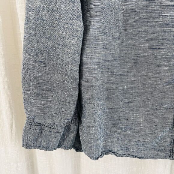 Woolrich Grayish Blue Hemp & Organic Cotton Button Down Sustainable Shirt Mens L - Picture 3 of 8